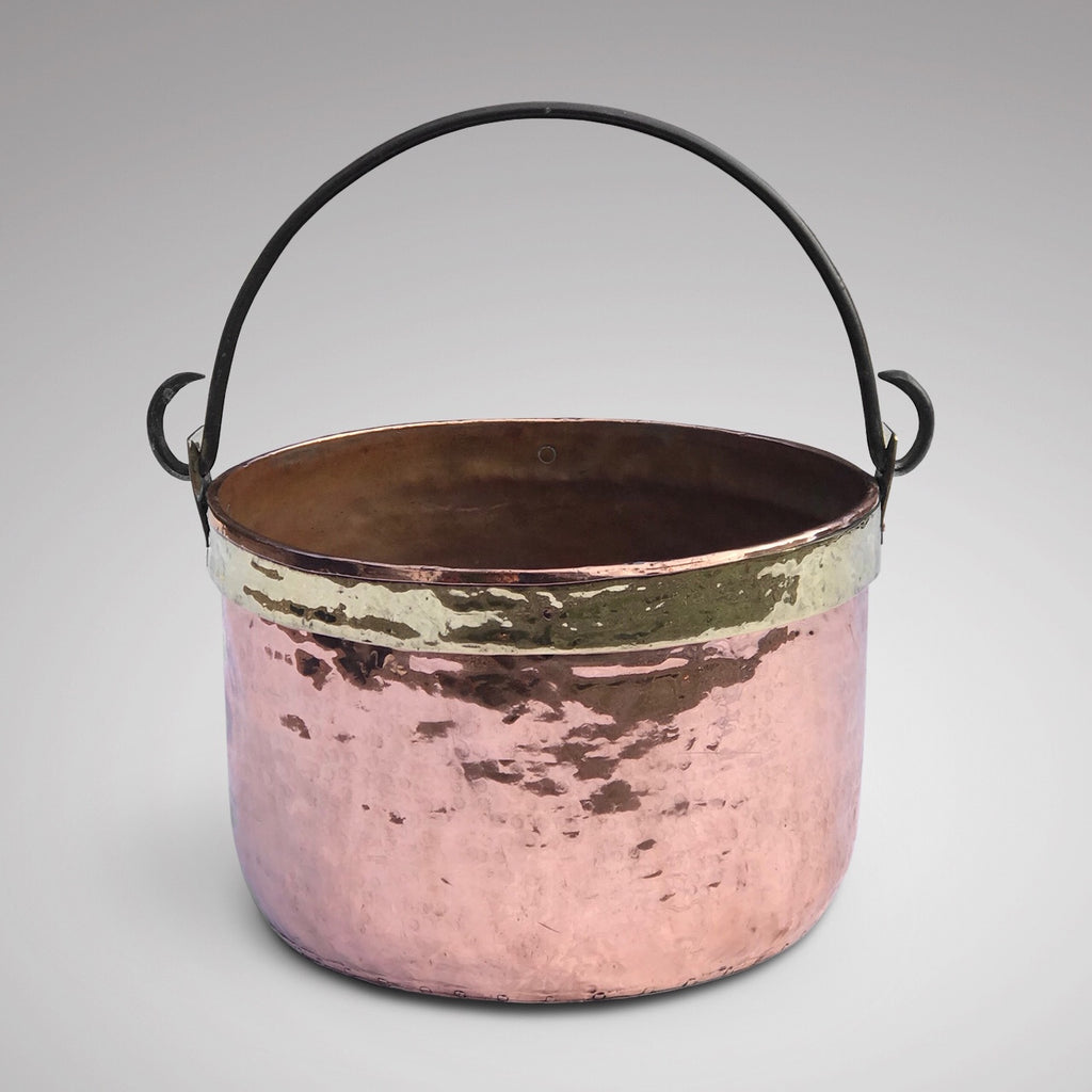 Large 19th Century Brass Bound Copper Boiling Pot - Main View - 1
