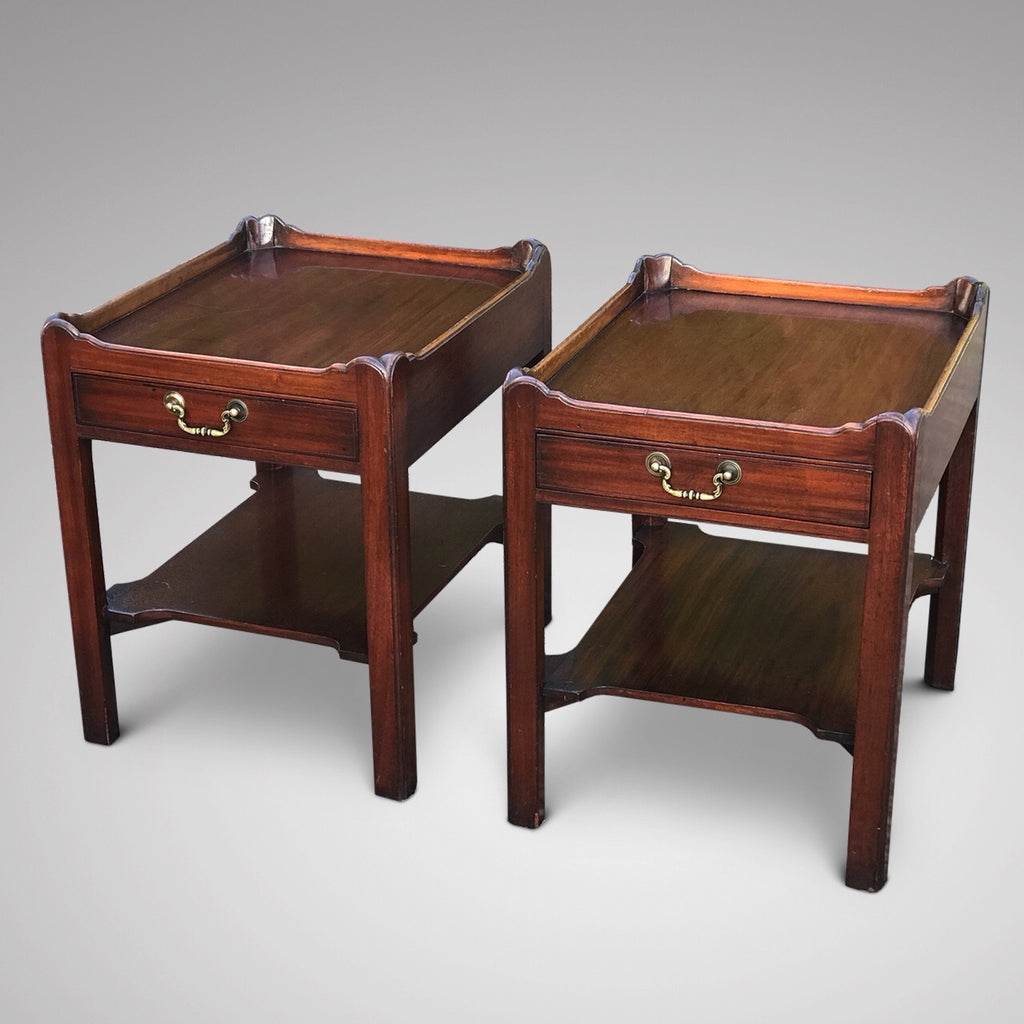 Pair of Two Tier Mahogany Tray Top Lamp Tables - Main View - 2