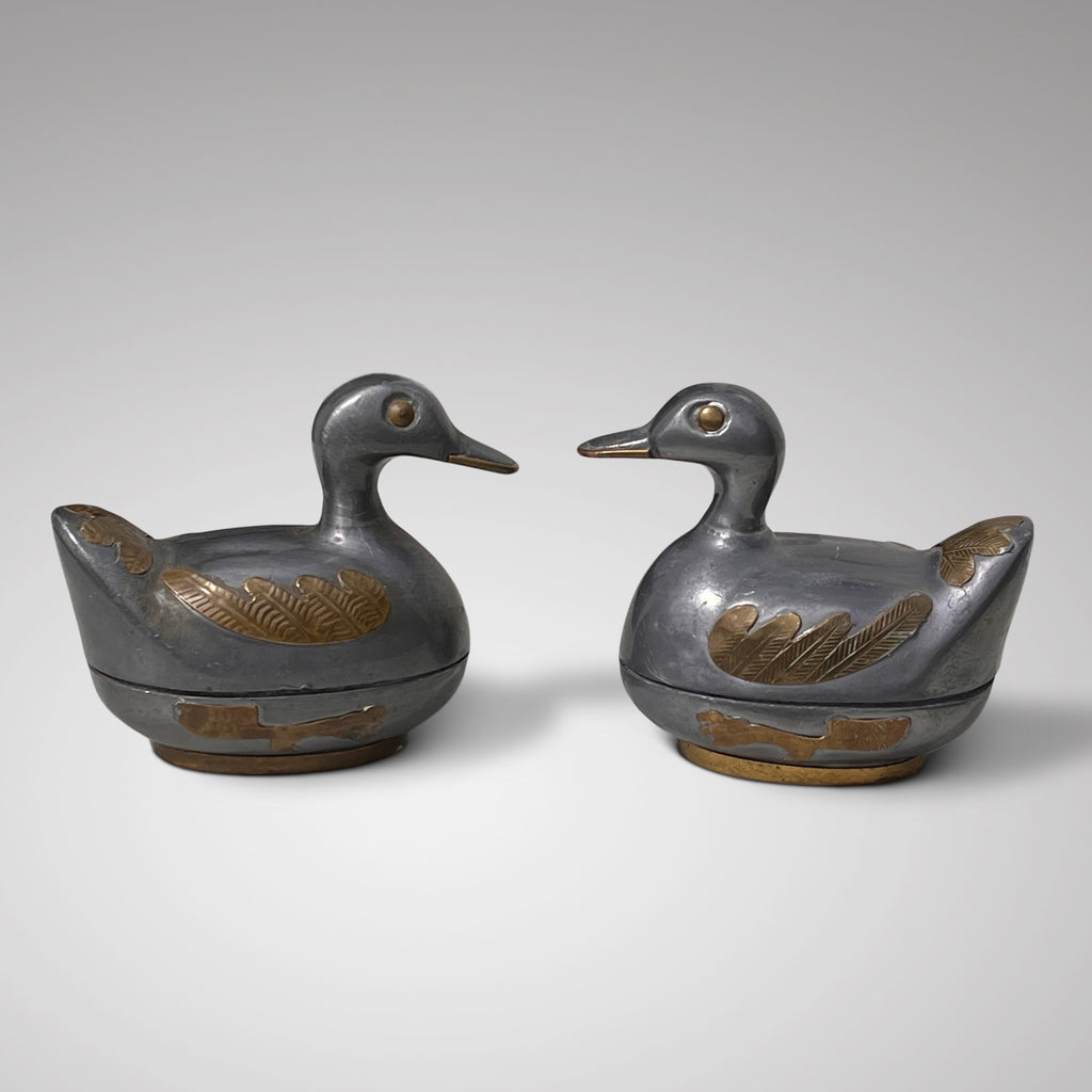 Pair of Late Qing Chinese Pewter Duck Boxes - Main View - 2