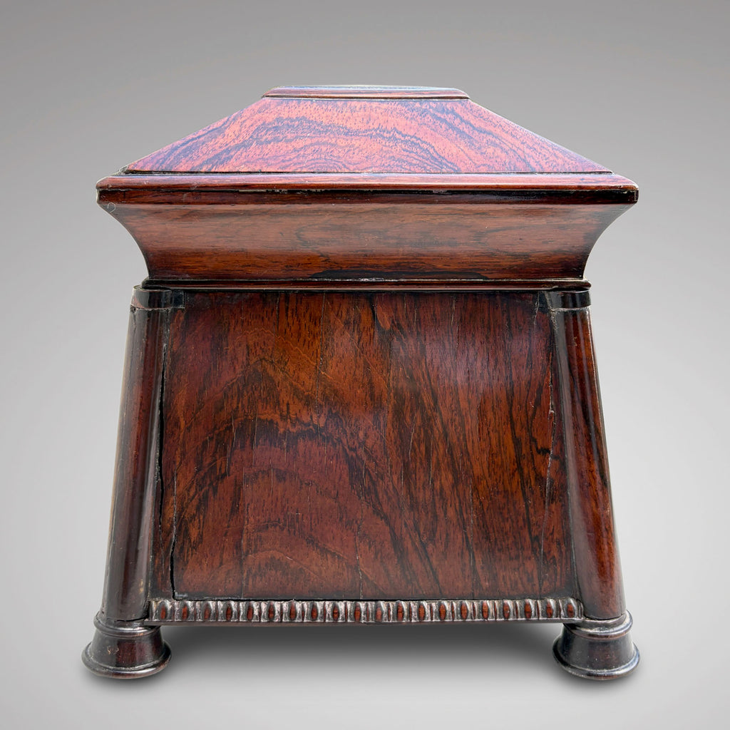 Regency Rosewood & Brass Inlaid Tea Caddy - Side View - 5