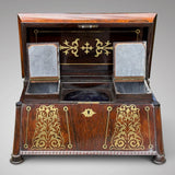Regency Rosewood & Brass Inlaid Tea Caddy - Main View Open - 3