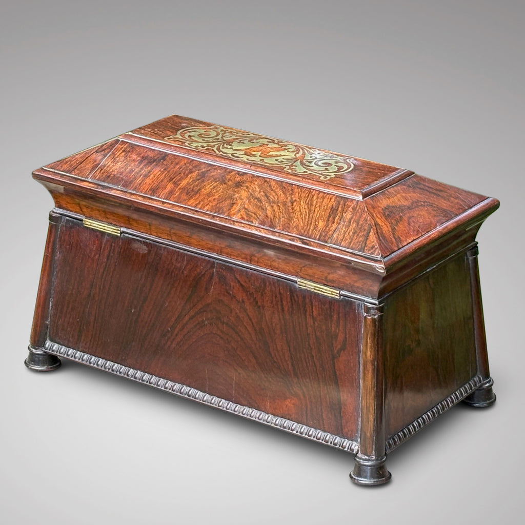 Regency Rosewood & Brass Inlaid Tea Caddy - Back VIew - 4
