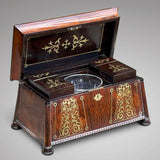 Regency Rosewood & Brass Inlaid Tea Caddy - Main View - 2
