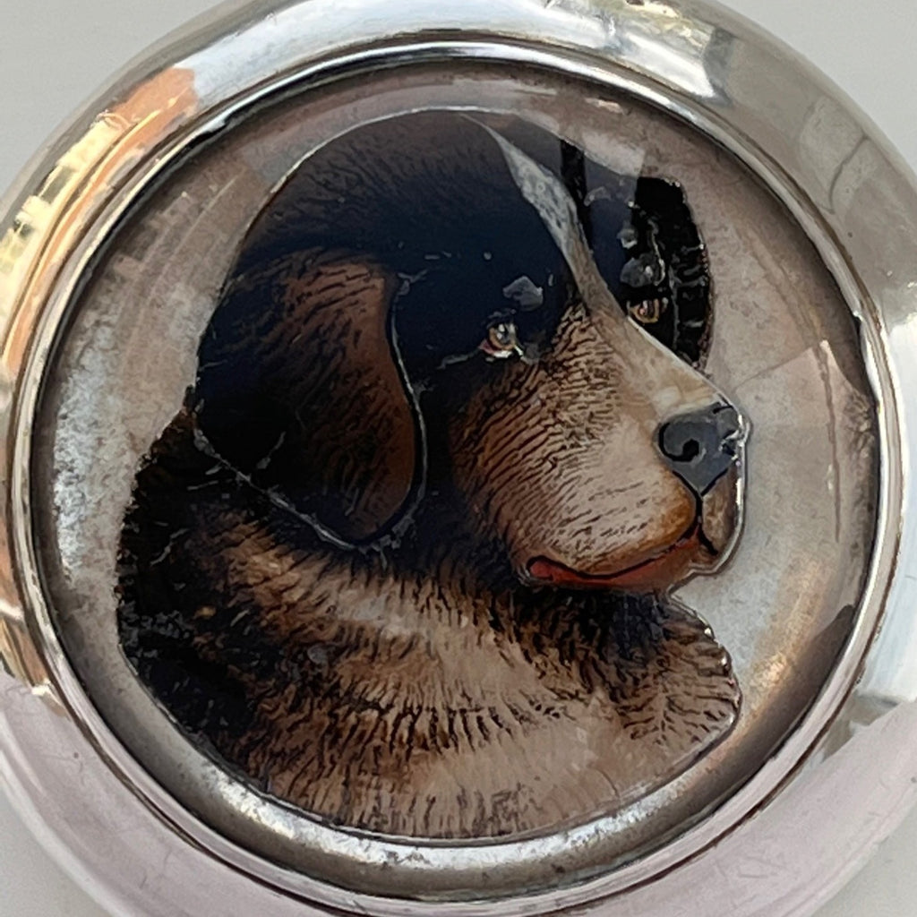 Silver Jewel Box with Enamel Dog Top - Detail View - 3