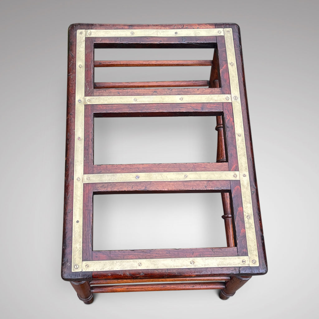 Victorian Mahogany & Brass Luggage Stand - Top View - 3