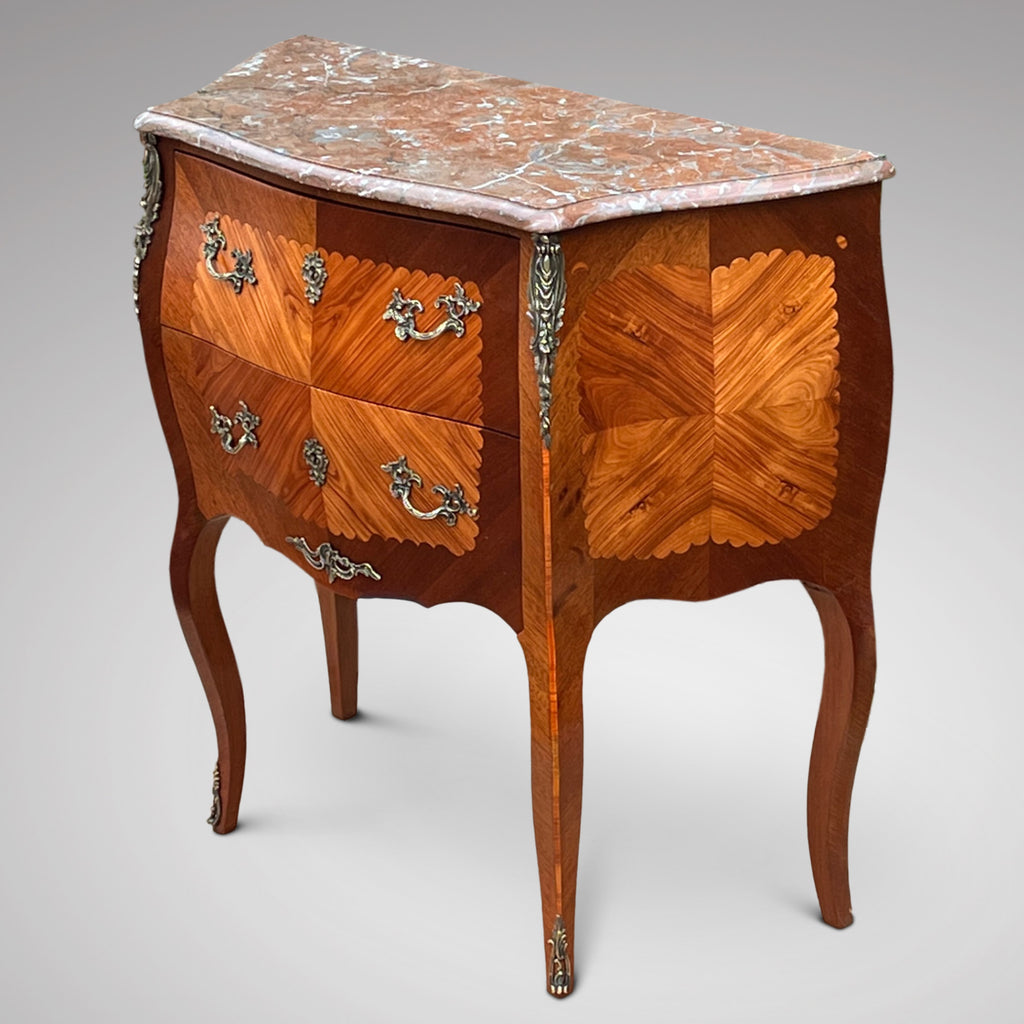French Marquetry Inlaid Serpentine Front Commode - Side View - 3