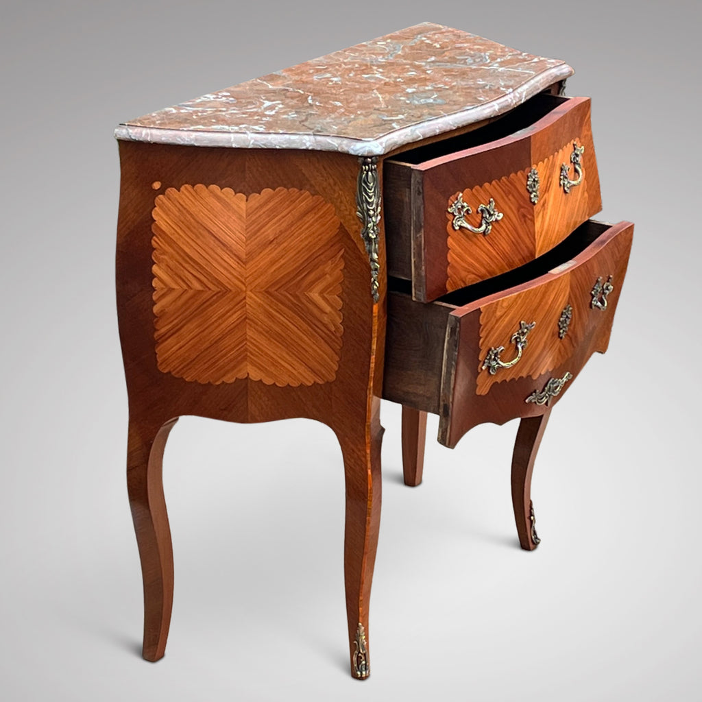 French Marquetry Inlaid Serpentine Front Commode - Side View - 2