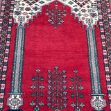 Striking Wool Hand Knotted Prayer Rug - Detail View - 2