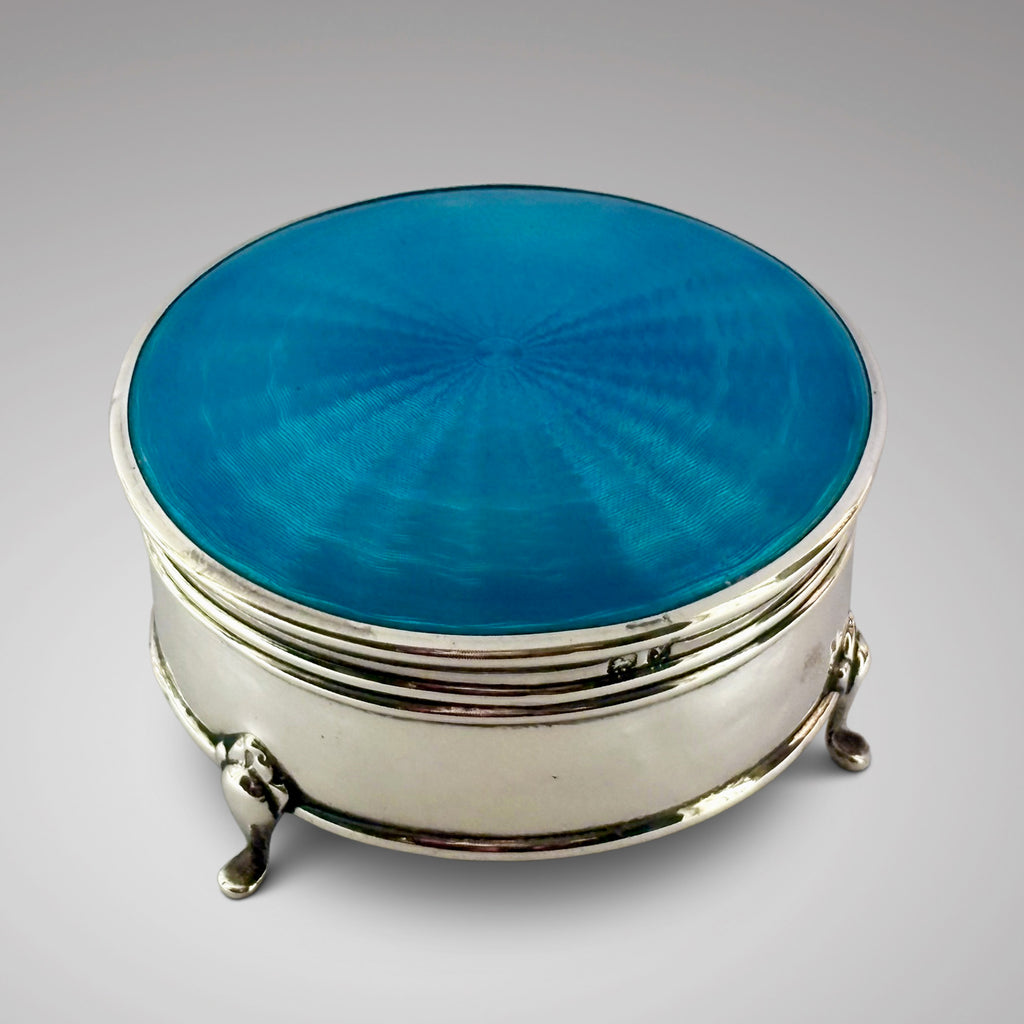 Antique Silver and Turquoise Enamel Jewellery Box - Main View - 1