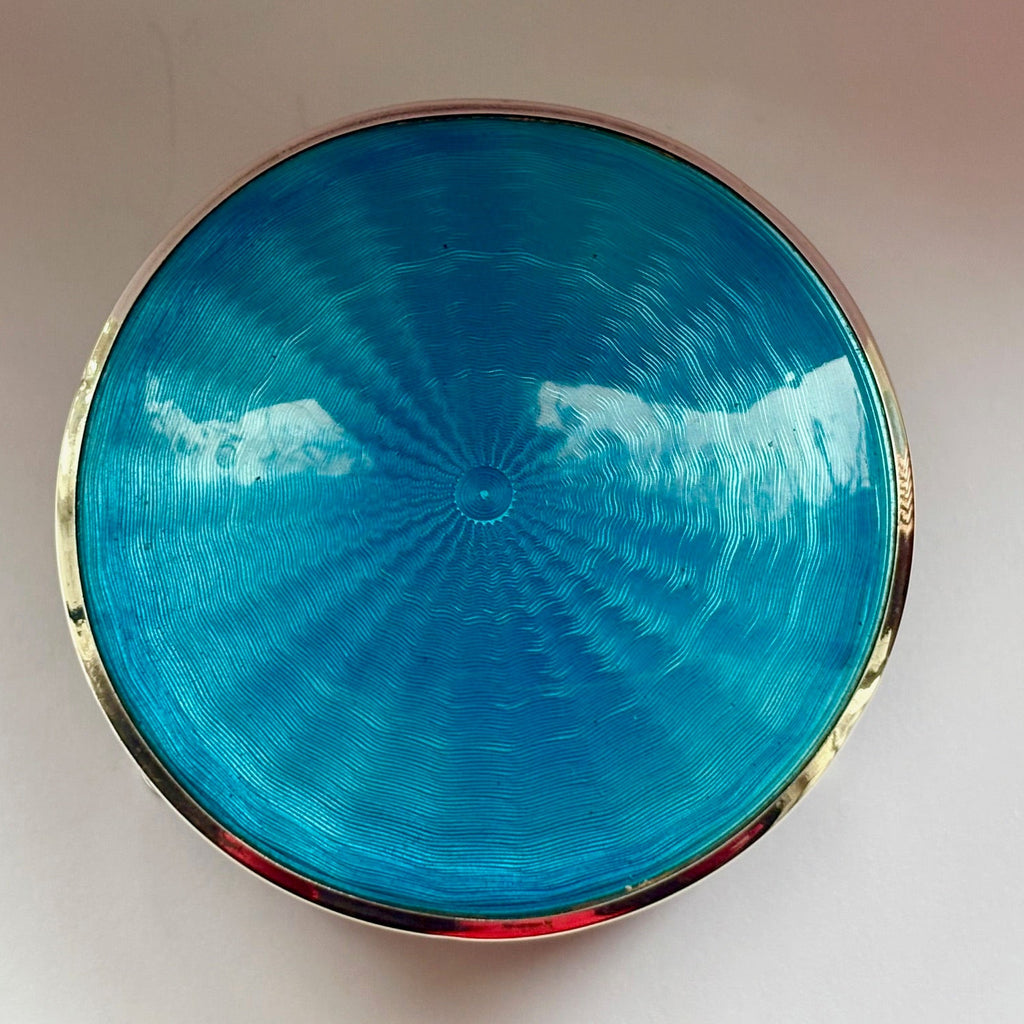 Antique Silver and Turquoise Enamel Jewellery Box - Top View - 5