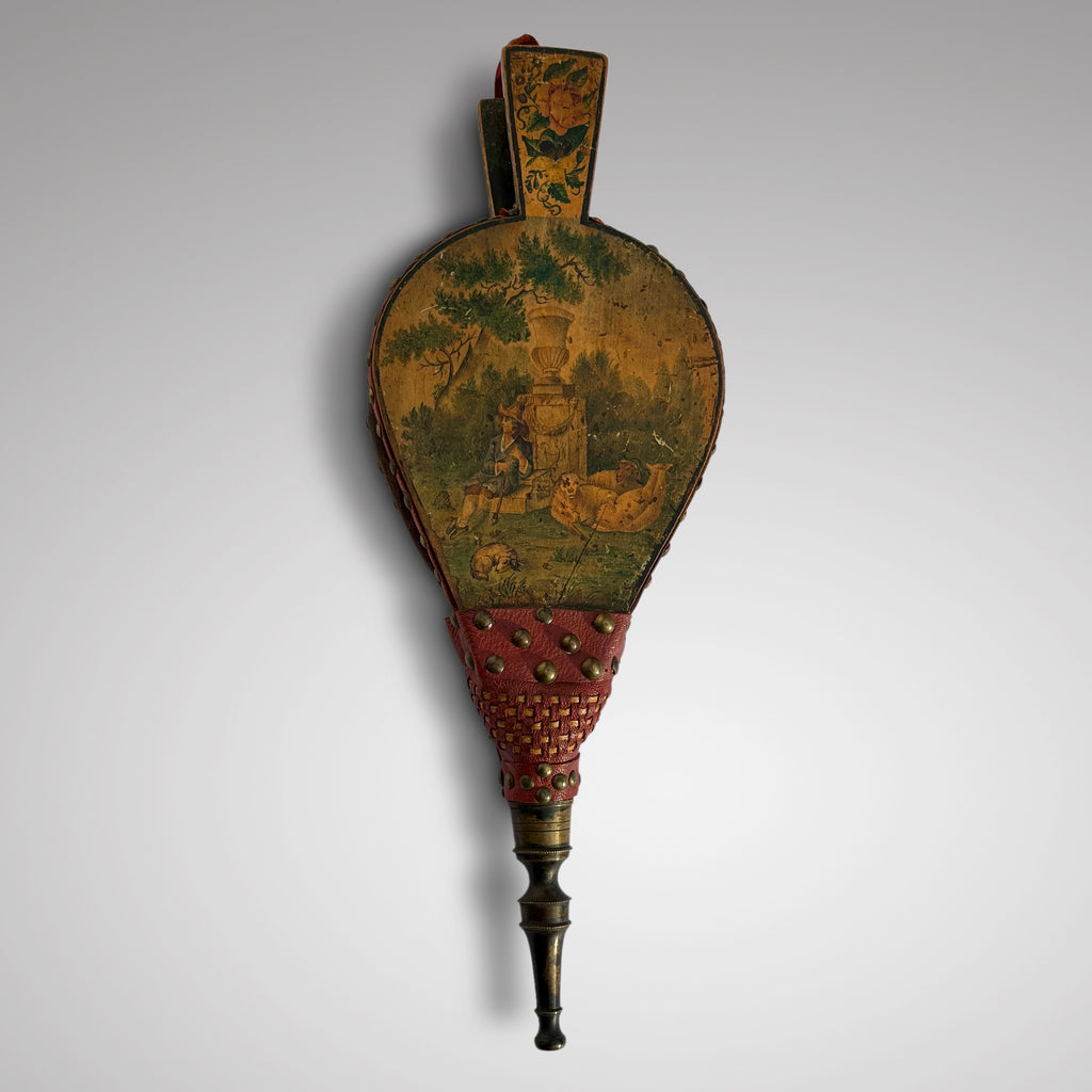 Pair of Antique Bellows with Shepherd Boy Decoration - Main View - 1