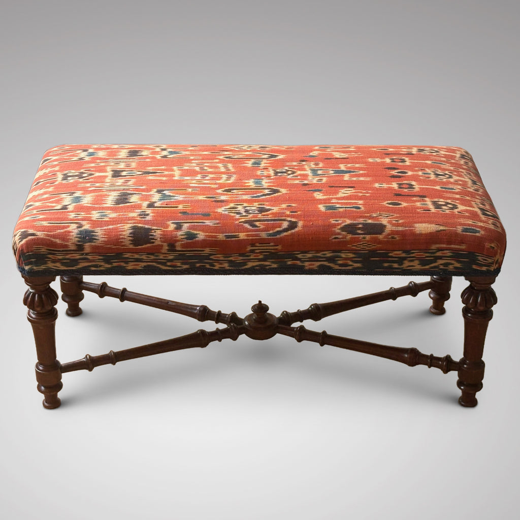 William IV Mahogany Kilim Coveed Footstool - Main View - 2