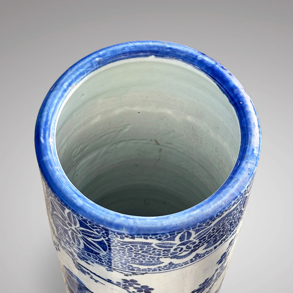 Japanese Blue and White Ceramic Stick Stand - Top View - 5