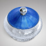 Art Deco Cut Glass Bowl with Silver and Blue Enamel Top - Main View - 2