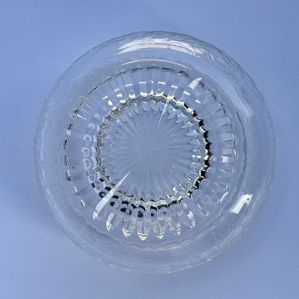 Art Deco Cut Glass Bowl with Silver and Blue Enamel Top - Base of Bowl - 7
