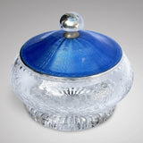 Art Deco Cut Glass Bowl with Silver and Blue Enamel Top - Main View - 1