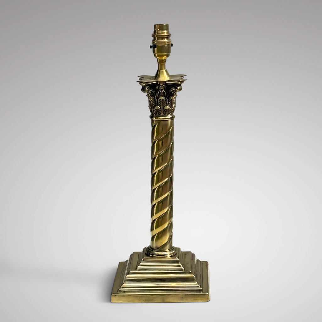 Antique Brass Twisted Column Table Lamp - Main View - 2