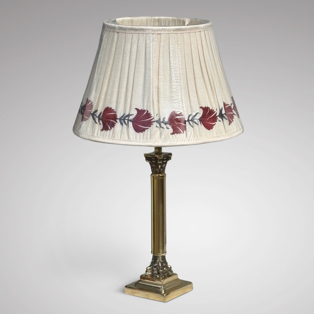 Edwardian Twin Corinthian Capital Brass Table Lamp - Main View - 1