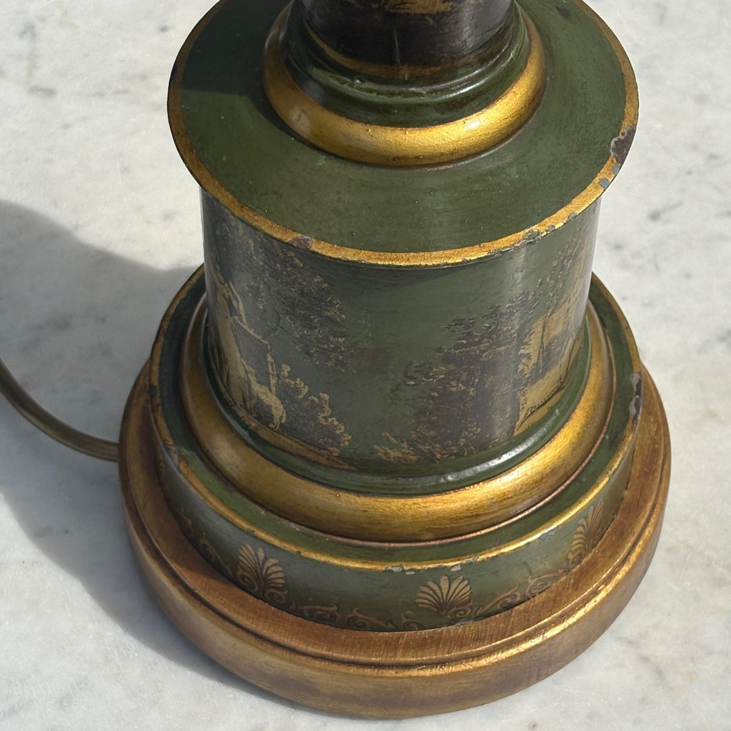 Olive Green Toleware Table Lamp - Detail View - 4
