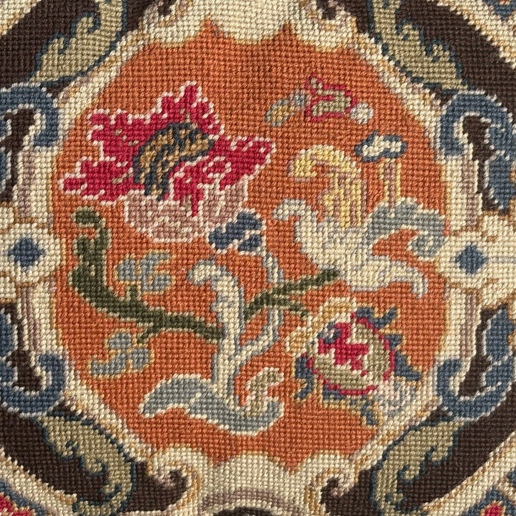 Antique Floral Needlepoint Cushion - Detail View - 3