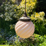Art Deco Pink Opaline Pendant Light - Detail View - 2