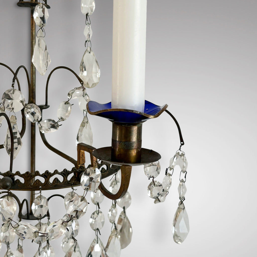 Pair of Antique Swedish Crystal Wall Lights - Detail View - 3