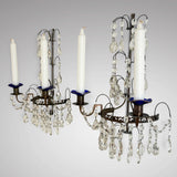 Pair of Antique Swedish Crystal Wall Lights - Side View - 2