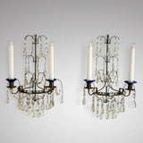 Pair of Antique Swedish Crystal Wall Lights - Main View - 1
