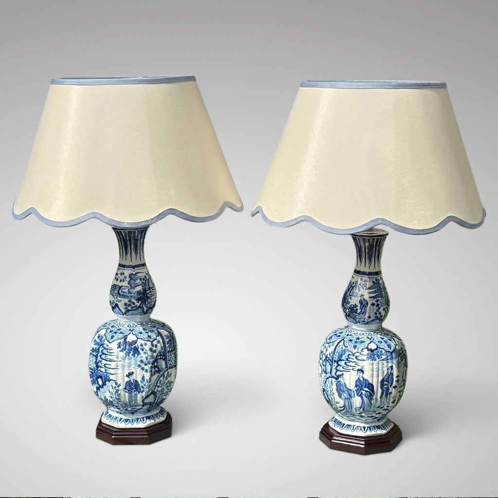 A Pair of 19th Century Delft Blue & White Table Lamps - Main View - 1