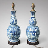 A Pair of 19th Century Delft Blue & White Table Lamps - Back View - 3
