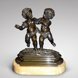 Antique Bronze Sculpture of  Cupid & Putto - Front View Two