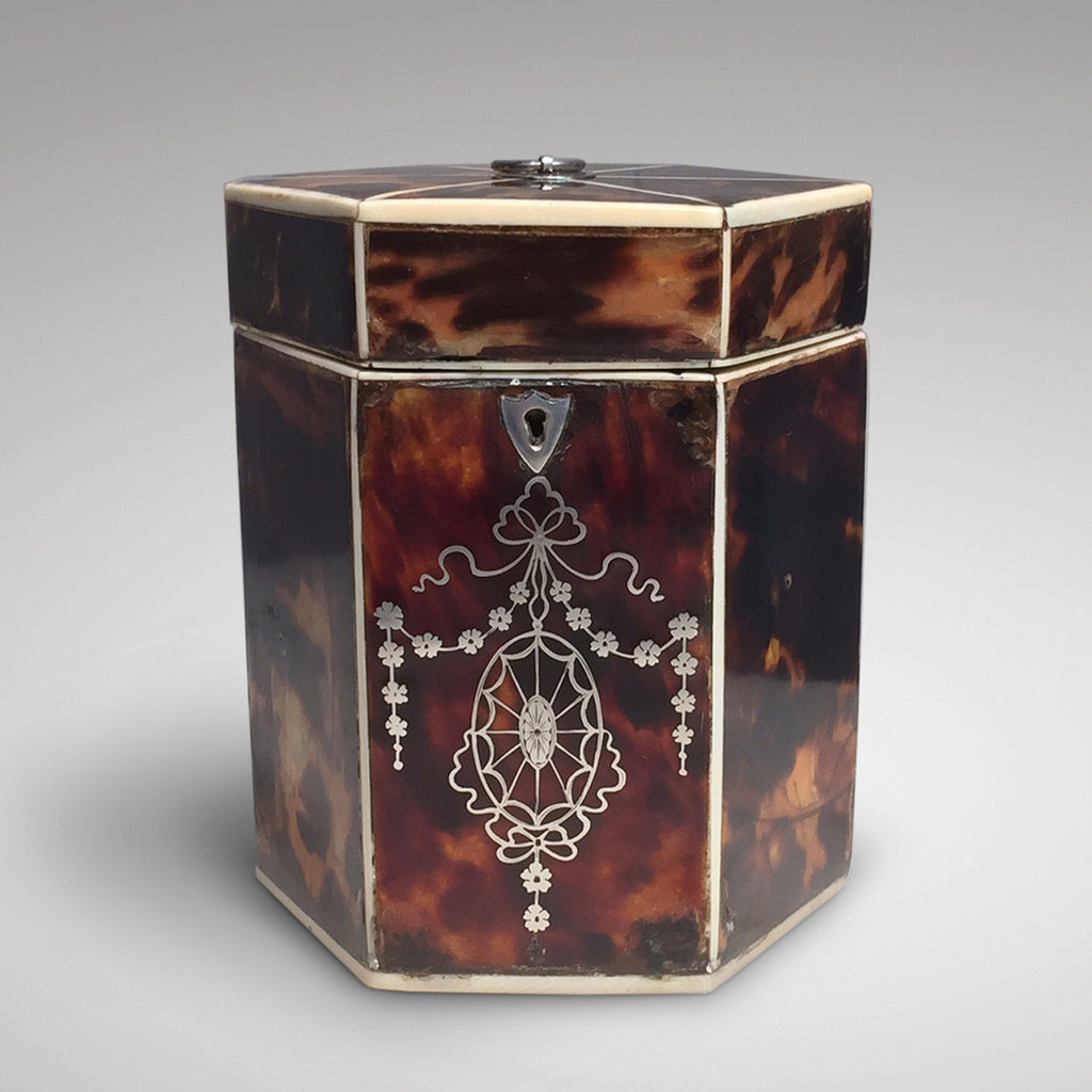 19th Century Tortoiseshell Tea Caddy - front view two