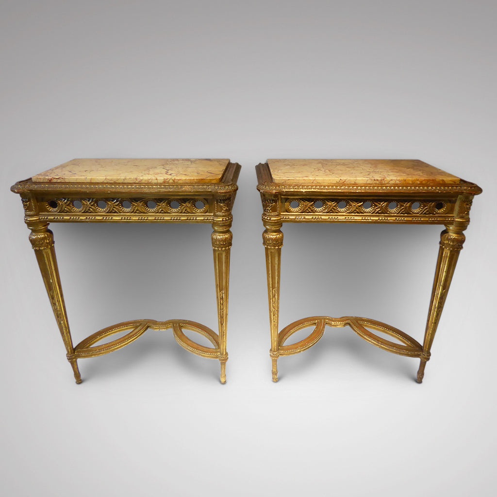 Pair of  Antique Giltwood Tables - Front View-2