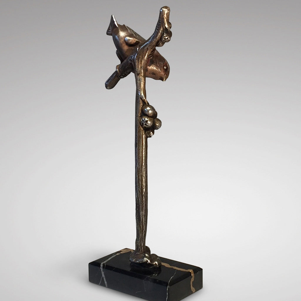 Art Deco Silvered Bronze Wren - Back View-5