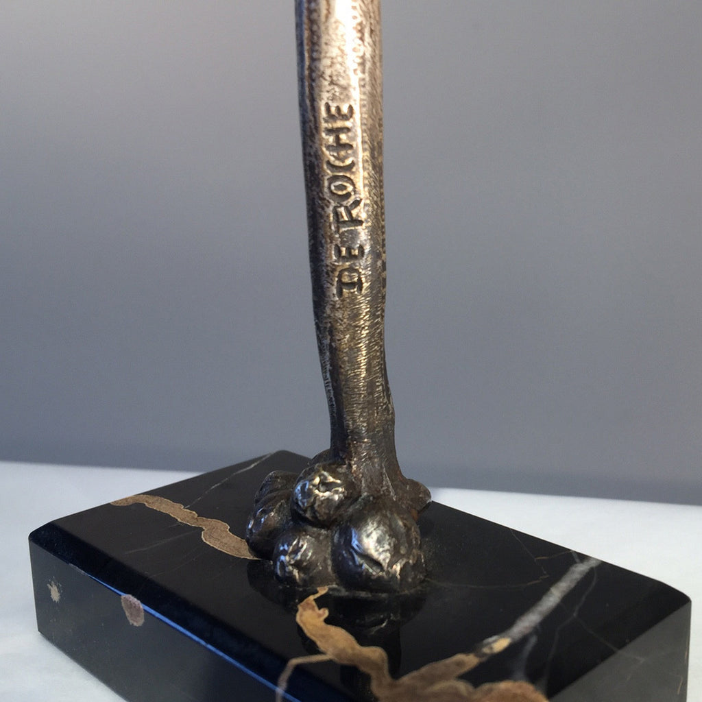 Art Deco Silvered Bronze Wren - View of Base-6