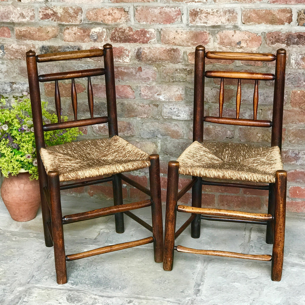 Pair of 18th Century Elm & Ash Country Chairs - Front View- 1
