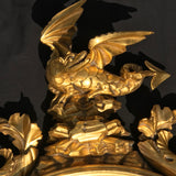 Regency Carved & Gilded Convex Mirror - Dragon Detail View - 6
