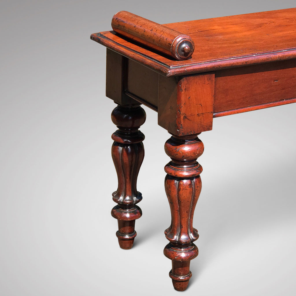 19th Century Mahogany Hall Bench - Side Detail View - 2