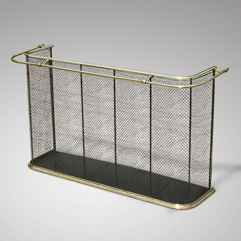 19th Century Nursery Fire Guard with Brass Double Rail - Main & Side View - 1