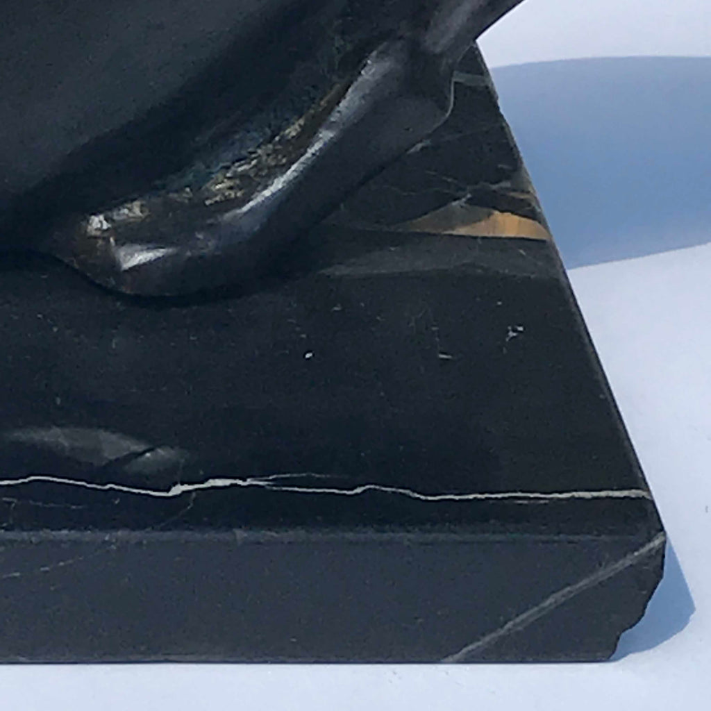 Art Deco Bronze Cat Sculpture - Detail View of Marble Base - 8
