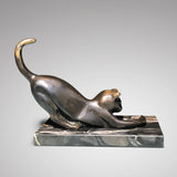 Art Deco Bronze Cat Sculpture - Side View - 2