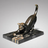 Art Deco Bronze Cat Sculpture - Front & Side View - 3