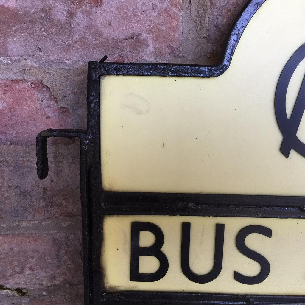 Art Deco Bus Stop Sign - Top Detail-3