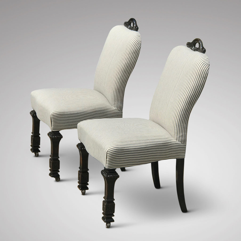 Pair of 19th Century Ebonised Side Chairs - Side View - 4