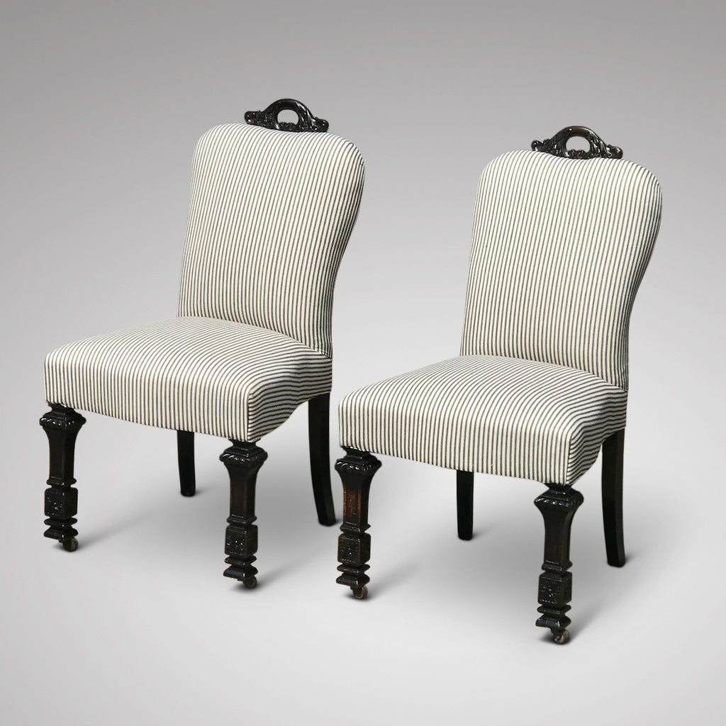 Pair of 19th Century Ebonised Side Chairs - Front View - 3