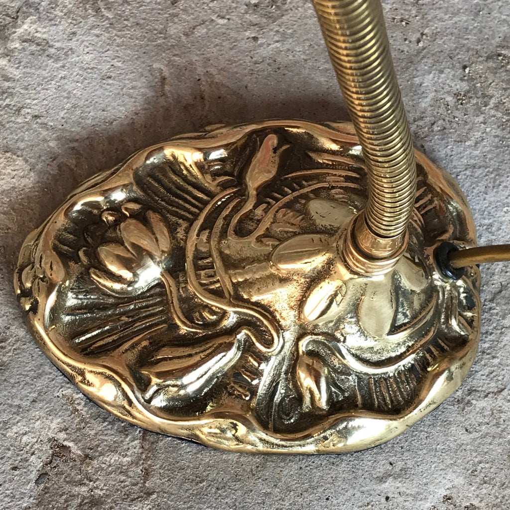 Art Nouveau Adjustable Brass Desk Lamp - Base Detail View - 2