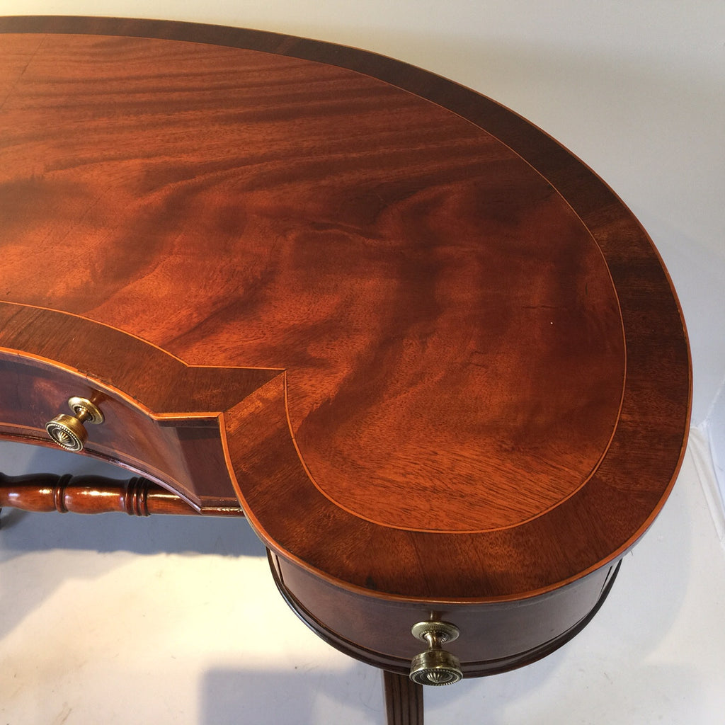 Antique Mahogany Kidney Shaped Writing Table - Top View Three