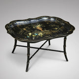19th Century Papier Mache Tray on Later Stand - Front & Side View -1