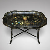 19th Century Papier Mache Tray on Later Stand - Front View - 2