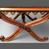 19th Century Mahogany X Frame Stool - Frame detail view- 3